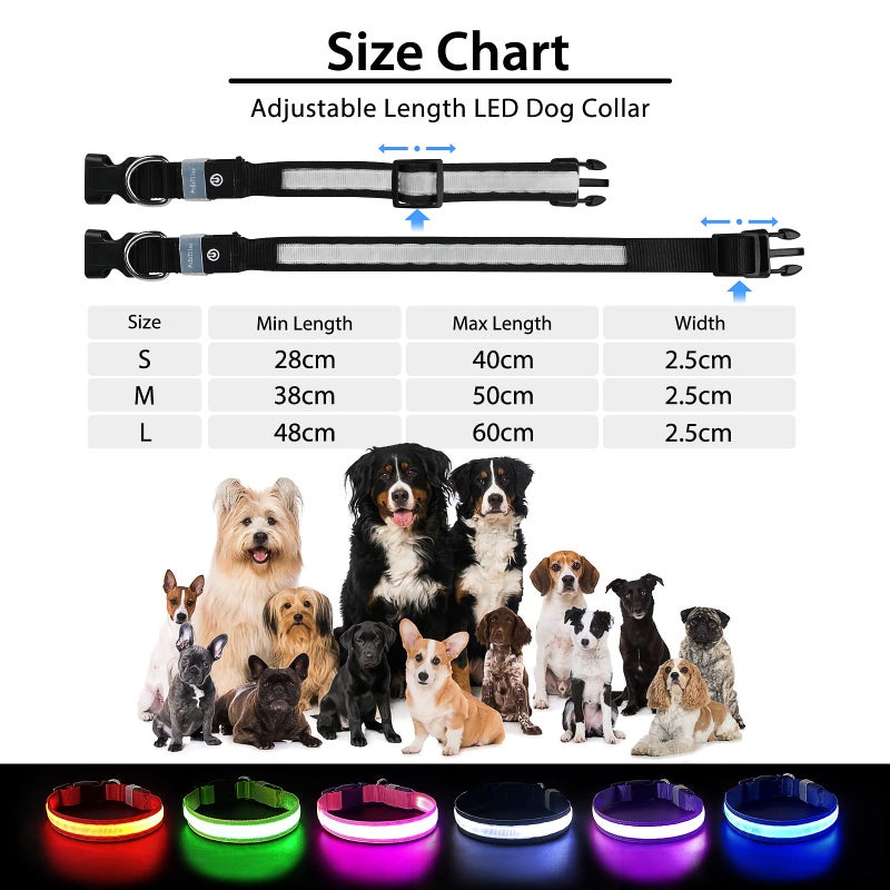 PcEoTllar Light up Dog Collar Lights for Night Walking - LED Dog Collar Light Rechargeable Color Changing, Glow in The Dark Dog Collars Waterproof Glowing Dog Collars for Large Small Medium Dogs - Image 3